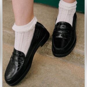 🍷Sezane ANDREA LOAFERS in BLACK CROCODILE